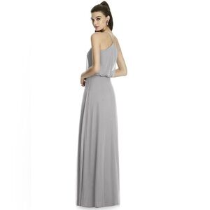 Alfred Sung Chiffon Knit Vneck Bridesmaid Dress Size 6 Oyster Grey Color